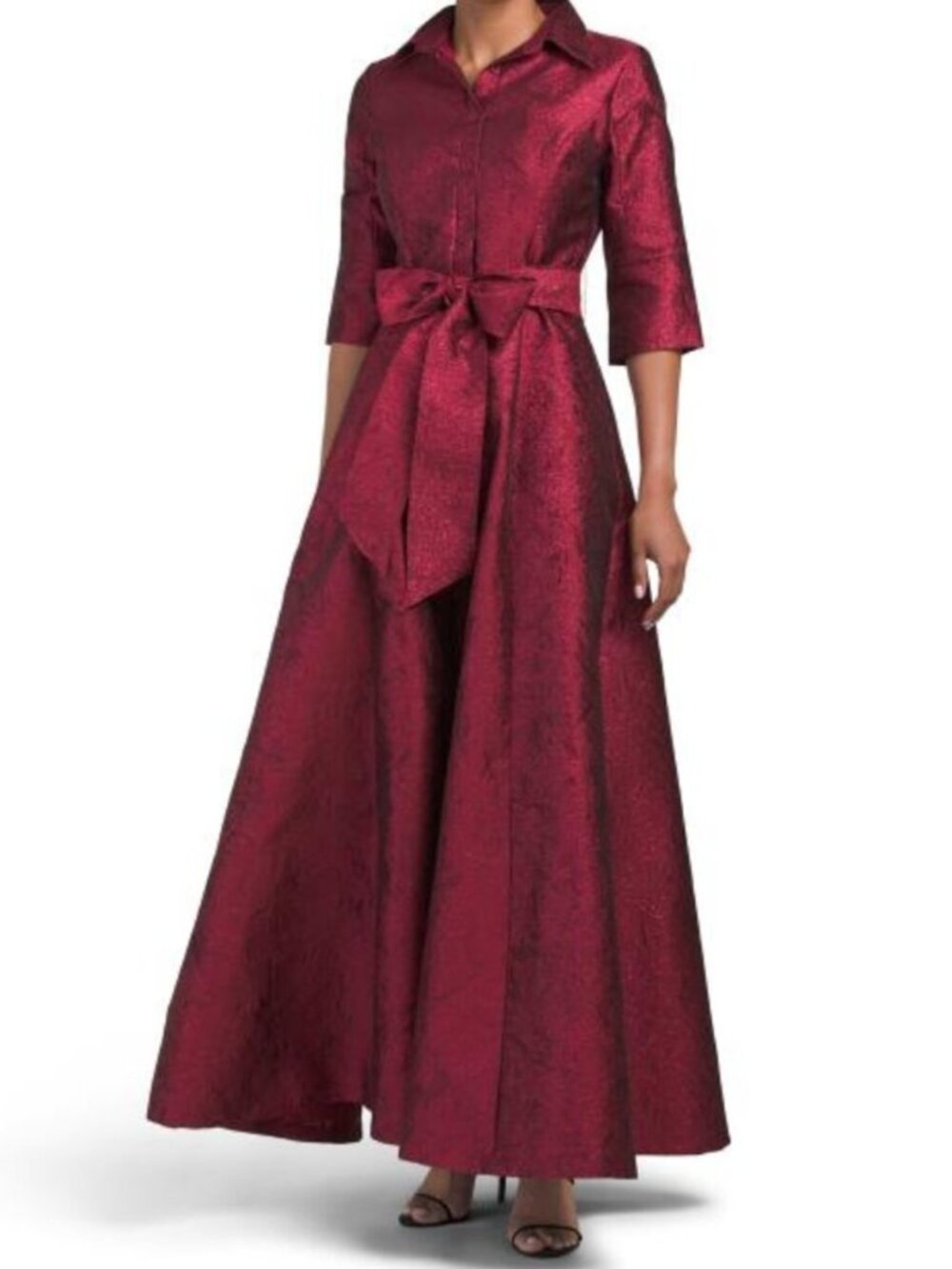 RENE BY RENE RUIZ Three-quarter Sleeve Jacquard Shirt Gown